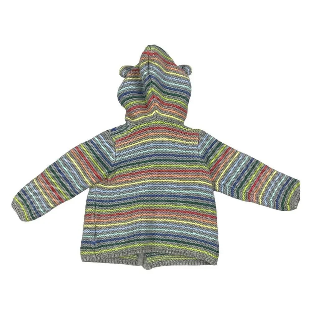 Baby Gap Garter Knit Rainbow Hooded Cardigan Sweater size 6-12 months
